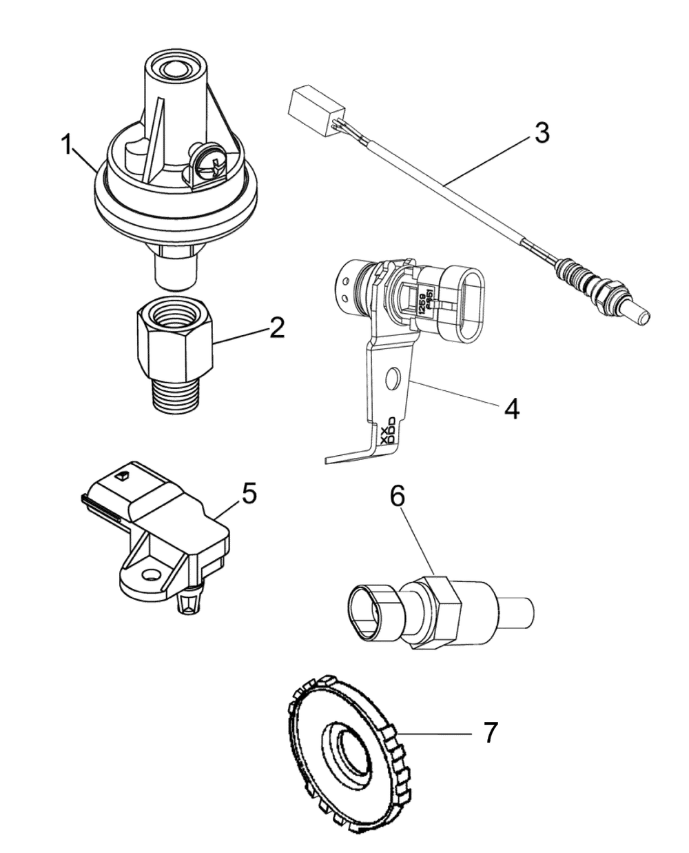 Engine Group - Sensors Diagram and Parts List for 076071-0  Briggs and Stratton Generator